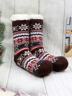 Colourful Snowflake Indoor Anti-Skid Winter Slipper Socks